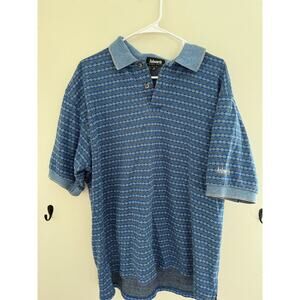 Ashworth Harry Logan Mens Polo Shirt Size M Blue Striped Denim Collar Vintage